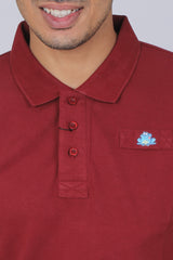 Men's Maroon Core Lycra Pique Polo T-shirt