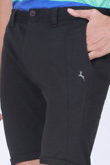 Men's Black Solid Single Jersey Shorts with Logo