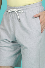 Men's Grey Melange Raw Edge Shorts