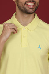 Men's Light Yellow core pique polo t-shirt with logo