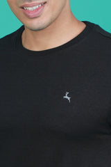 Men's Black OE  Round Neck T-shirt with Logo