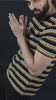 Men's Yellow/Navy/Green striped round neck t-shirt